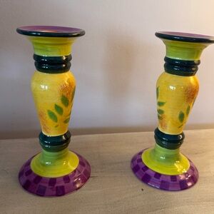 Colorful Hand-Painted Candle Holders NWT. New with tags!